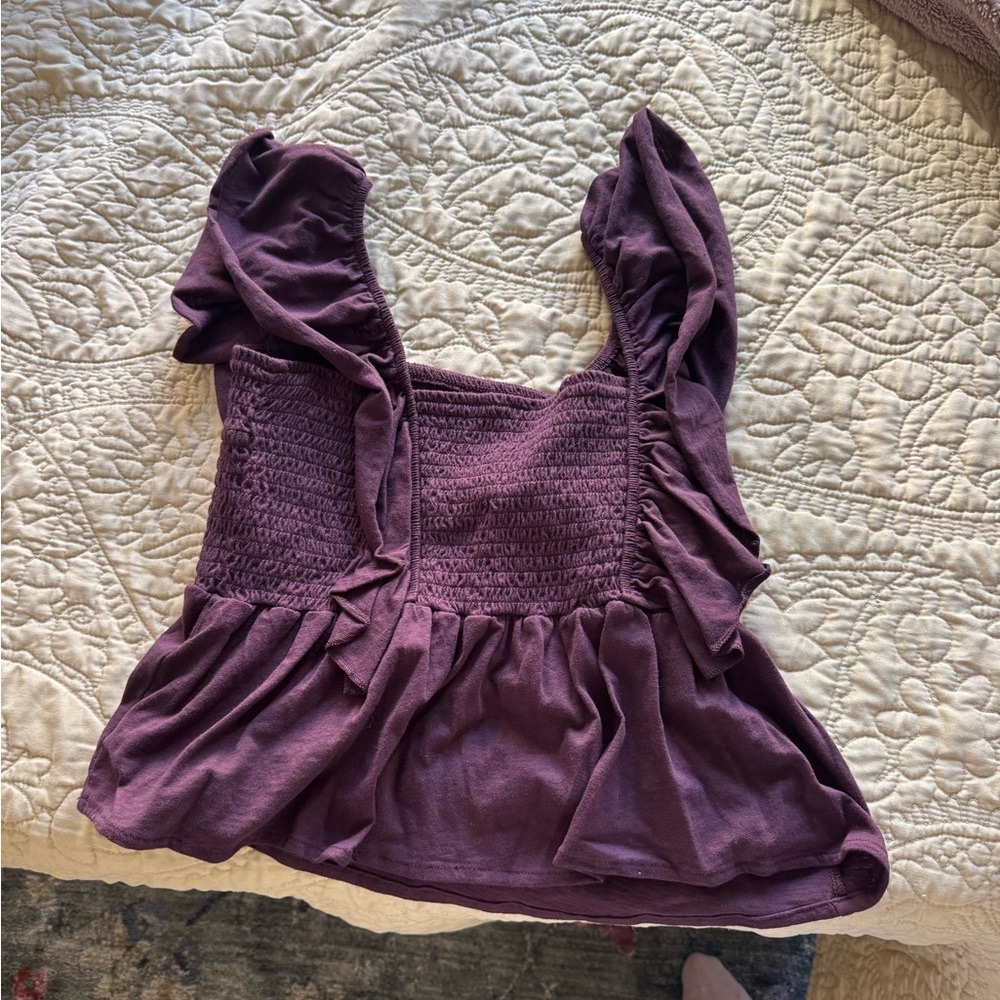 NWT American Eagle Outfitters Plum Ruffle Tank Top